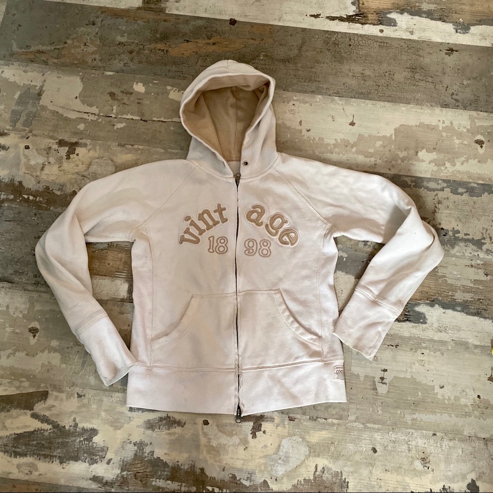 Cream and beige cocoa brand zip up hoodie size M